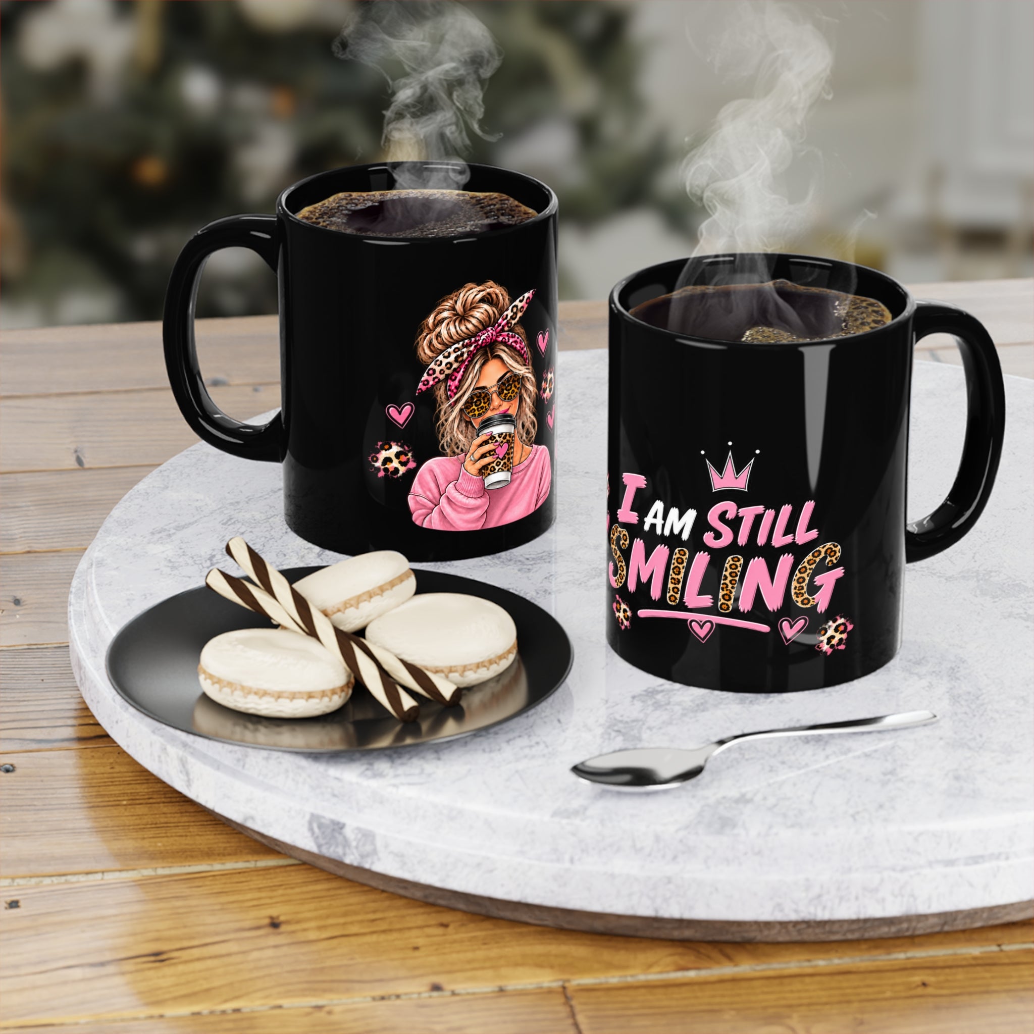 I Am So Smiley Coffee Mug — Cute Leopard Print Girl 11oz