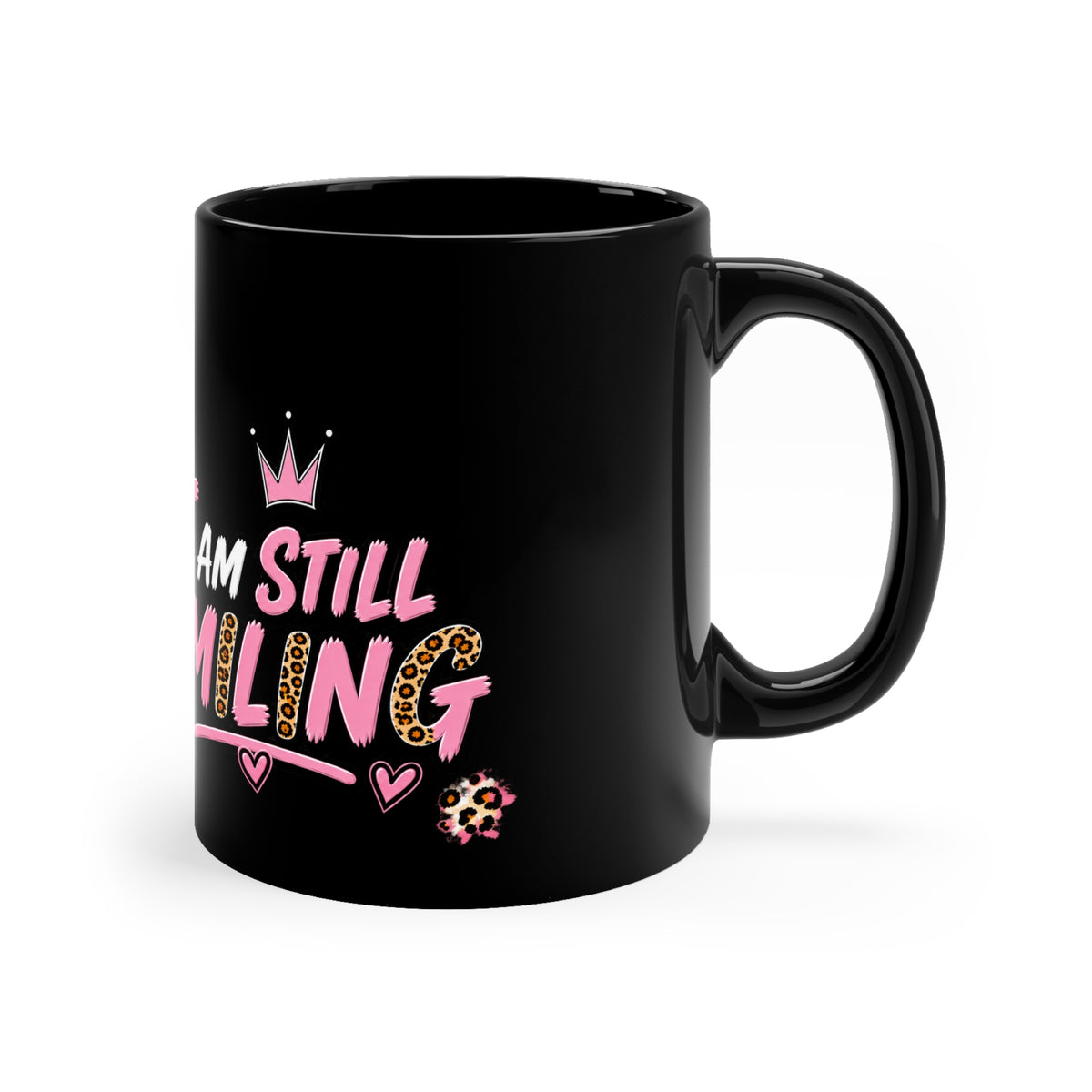 I Am So Smiley Coffee Mug — Cute Leopard Print Girl 11oz