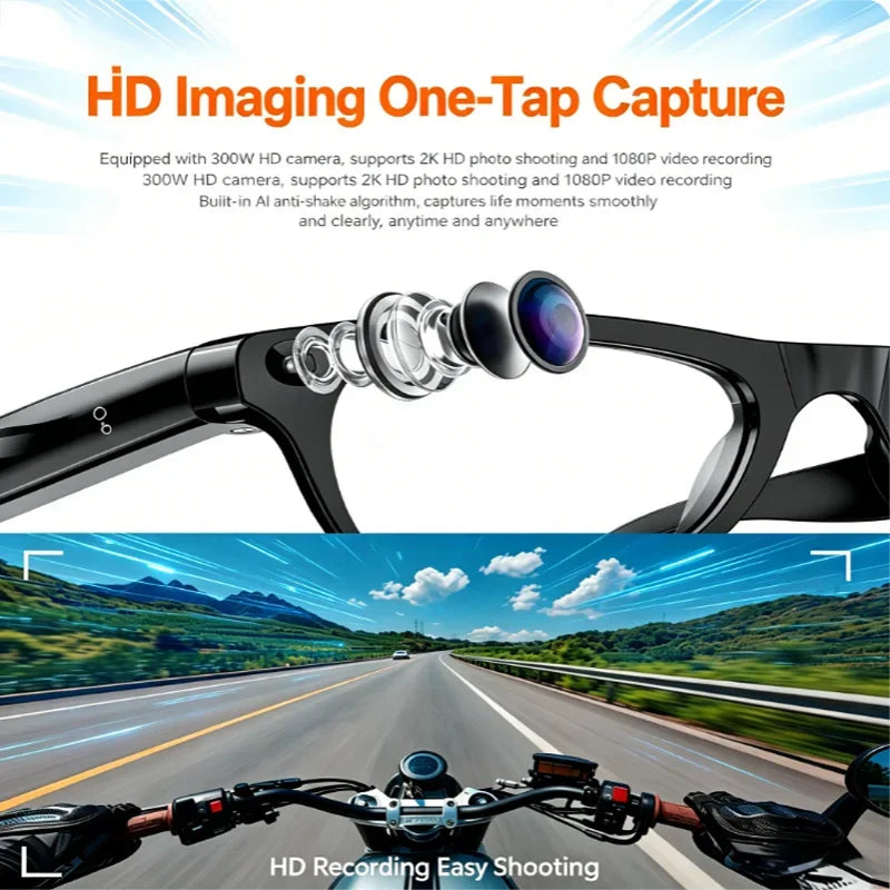 Lenovo AI Smart Shooting Glasses 800W HD Camera Wireless Bluetooth Calling Translation For Men Women Sunglasses With 3 Lenses