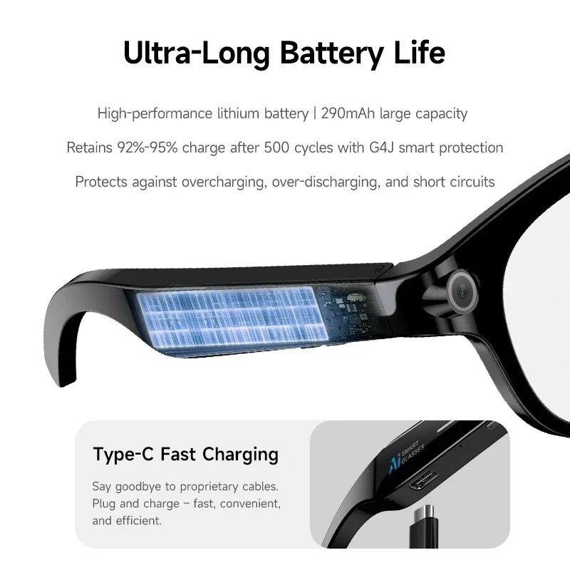 Lenovo AI Smart Glasses 8K Remote Control Touch Photo Camera Recording Voice Assistant Translator Wireless Bluetooth Sunglasses