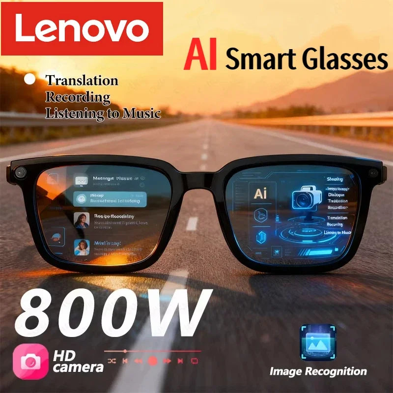 Lenovo AI Smart Glasses 8K HD Photochromic Multifunction Bluetooth Calling Voice Assistant Music Player Translate Camera HOT