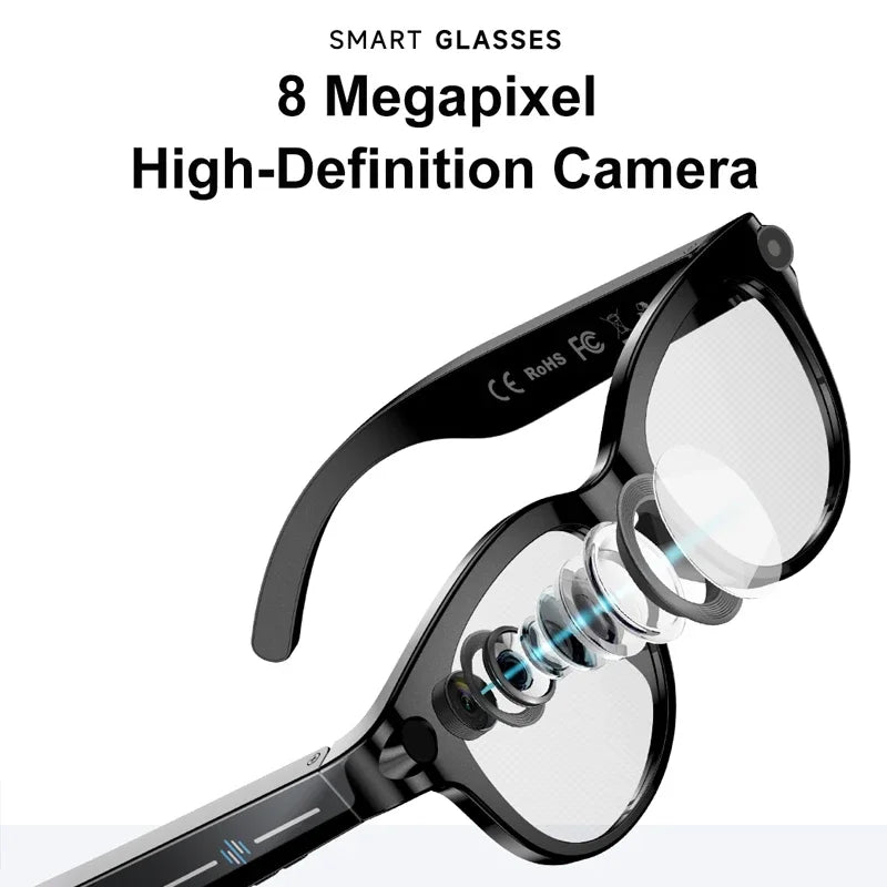 Lenovo AI Smart Glasses 8K Remote Control Touch Photo Camera Recording Voice Assistant Translator Wireless Bluetooth Sunglasses