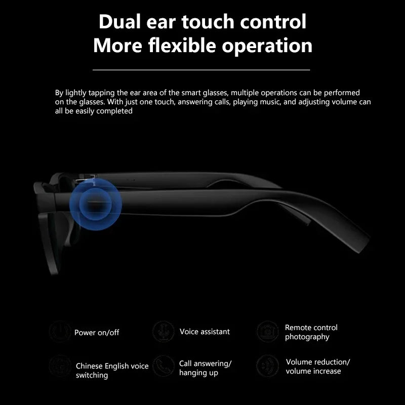 Lenovo AI Smart Glasses 8K Remote Control Touch Photo Camera Recording Voice Assistant Translator Wireless Bluetooth Sunglasses